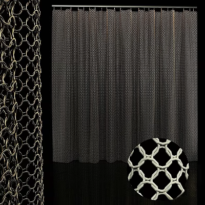 Modern Mesh Curtains With Woven Texture And Stylish Design Details 3d model