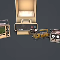 Vintage Computer Equipment Collection With Retro Monitor And Control Devices