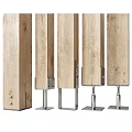 Natural Wooden Decorative Pillars With Metal Support Stands And Base Brackets