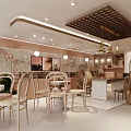 Warm Bubble Tea Shop Interior Design With Round Tables Comfortable Chairs And Circular Wall Decor