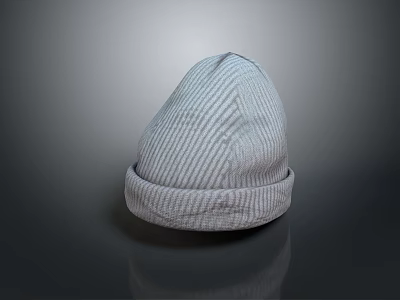Gray Striped Knit Beanie With Soft Texture And Minimalist Design For Casual Winter Fashion 3d model