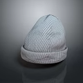 Gray Striped Knit Beanie With Soft Texture And Minimalist Design For Casual Winter Fashion