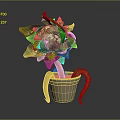 Elegant Decorative Household Item with Green Gold Petals and Curved Beige Pot Design