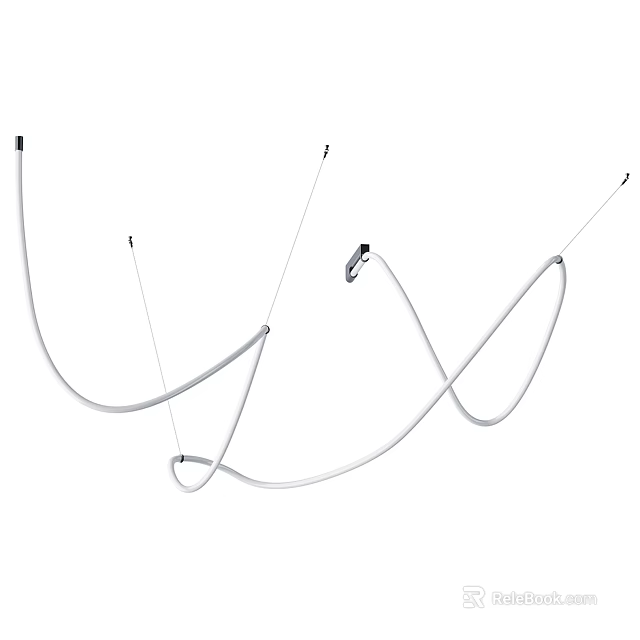 Sleek Modern Chandelier With Flowing Curved Metal Lines For Contemporary Interior Design 3d model 