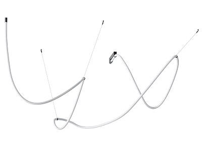Sleek Modern Chandelier With Flowing Curved Metal Lines For Contemporary Interior Design 3d model