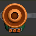 Electric Blender With Orange Lid Silver Jar Measurement Markings Green Base And Orange Buttons