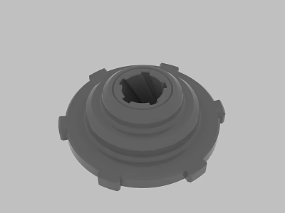 Gray Layered Mechanical Part With Central Hole And Protruding Edges Structure 3d model