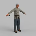 Man Wearing Gray Headscarf Gray Chinese Top Brown Belt Blue Pants Black Shoes Arms Outstretched