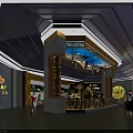 Cultural Center Interior Design With Wooden Decor Display Counters And Art Exhibits