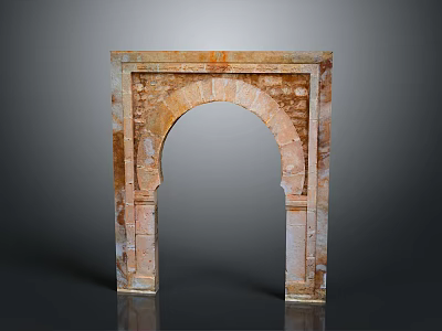 Decorative Stone Archway Featuring Arched Design And Textured Orange Beige Frame 3d model