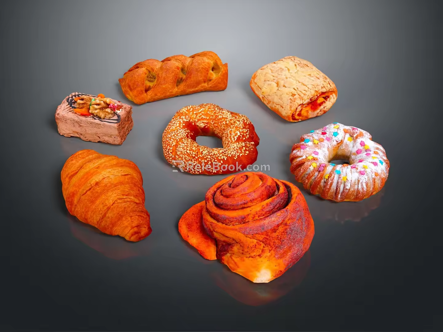 modern bread sandwich bread bean paste bread 3d model