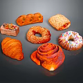 modern bread sandwich bread bean paste bread 3d model