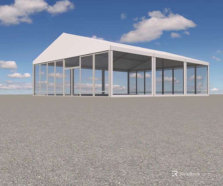 White Canopy with Glass Windows Open Structure for Modern Outdoor Spaces 3d model 