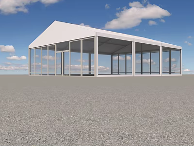 White Canopy with Glass Windows Open Structure for Modern Outdoor Spaces 3d model