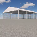 White Canopy with Glass Windows Open Structure for Modern Outdoor Spaces 3d model