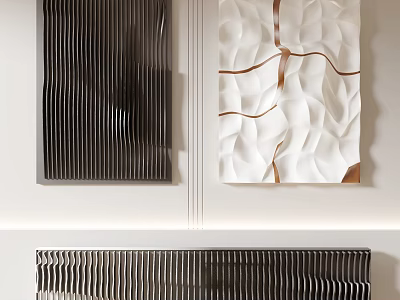 Modern Wall Decor Featuring Textured Black White Brown Artworks 3d model