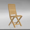 Wooden Folding Single Chair with Slatted Backrest and Cross Legs Design