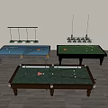 Spacious Billiard Room Interior With Green Felt Tables And Hanging Pendant Lights