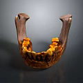 3D Rendered Detailed Game and Movie Character Skeleton Jawbone With Brown Orange Teeth Structure