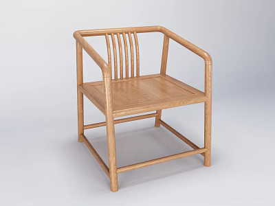 Light Wooden Armchair Featuring Modern Design And Vertical Slat Backrest 3d model