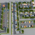 Efficient Road Infrastructure Layout With Multiple Parking Lots Lanes And Green Belts 3d model