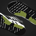 Stylish Black And White Athletic Sneakers With Neon Green Details