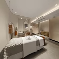Modern Beauty Hair Salon Interior With Cozy Treatment Bed Vanity Mirror And Hanging Robe
