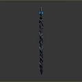 Black Twisted Spiral Magic Staff With Blue Gemstone On Top