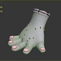 Gray Hand Fashion Accessory With Pink Nails And Decorative Wrist Straps