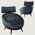 Modern Accent Chair With Textured Fabric Curved Design And Wooden Legs