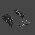 Modern Weapon Collection Featuring Multiple Launcher Designs With Black And Red Details 3d model