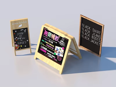 Decorative Small Blackboards With Wooden Frames For Household Display Messages And Art 3d model