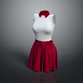 White Sleeveless Top With Red Skirt And Bow Detail On Mannequin