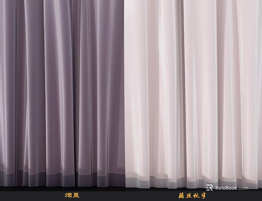 Elegant Blackout And Sheer Curtains With Soft Fabric For Home Decor 3d model 