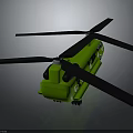 Green Helicopter Model With Black Propellers And Detailed Body Components 3d model