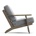 Light Gray Single Sofa With Fabric Upholstery And Wooden Armrests Modern Design