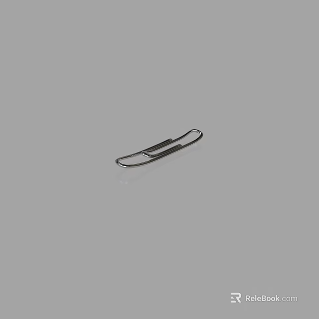 Simple Metal Paperclip on Gray Background for Office Stationery Use 3d model 