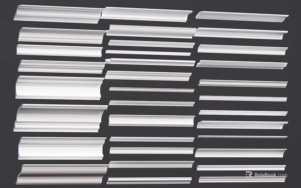 Collection of Sleek Metallic Decorative Lines in Various Sizes and Shapes for Design Projects 3d model 