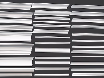 Collection of Sleek Metallic Decorative Lines in Various Sizes and Shapes for Design Projects 3d model