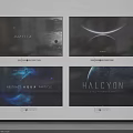 Computer Screens Displaying Jupiter Planet Abstract Curves Aqua Particles And Halcyon Themes