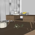 Japanese-style tea table raw wood tea table 3d model