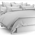 Soft Double Bed With Cozy Knitted Bedding And Multiple Decorative Pillows In Neutral Tones 3d model