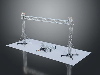 Scenic Outdoor Landscape Featuring Metal Truss Structure And White Platform 3d model