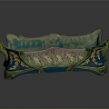 Decorative Ceramic Tray With Blue Green Glaze And Gold Rabbit Patterns