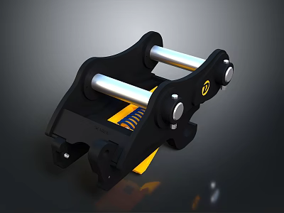 Black Metal Clothing Accessory With Yellow Details And Silver Bars 3d model