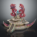 Unique Fantasy Building With Multi Level Structure Staircases And Colorful Decorative Ornaments