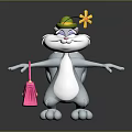 Cartoon Squirrel Game Movie Character With Green Hat Yellow Flower And Pink Handbag