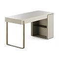 Modern Light Colored Dressing Table With Metal Frame And Open Shelf Storage 3d model