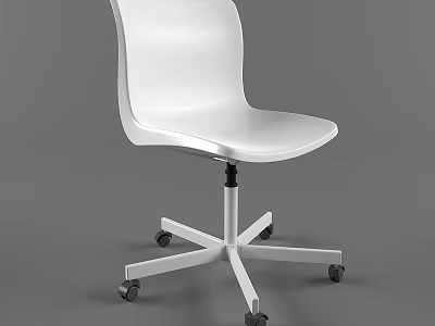Modern White Single Chair With Five Star Caster Base And Smooth Seat Design 3d model