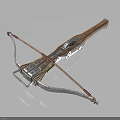 Classic Crossbow Weapon Featuring Wooden Grip Metal Frame And Decorative Bowstring